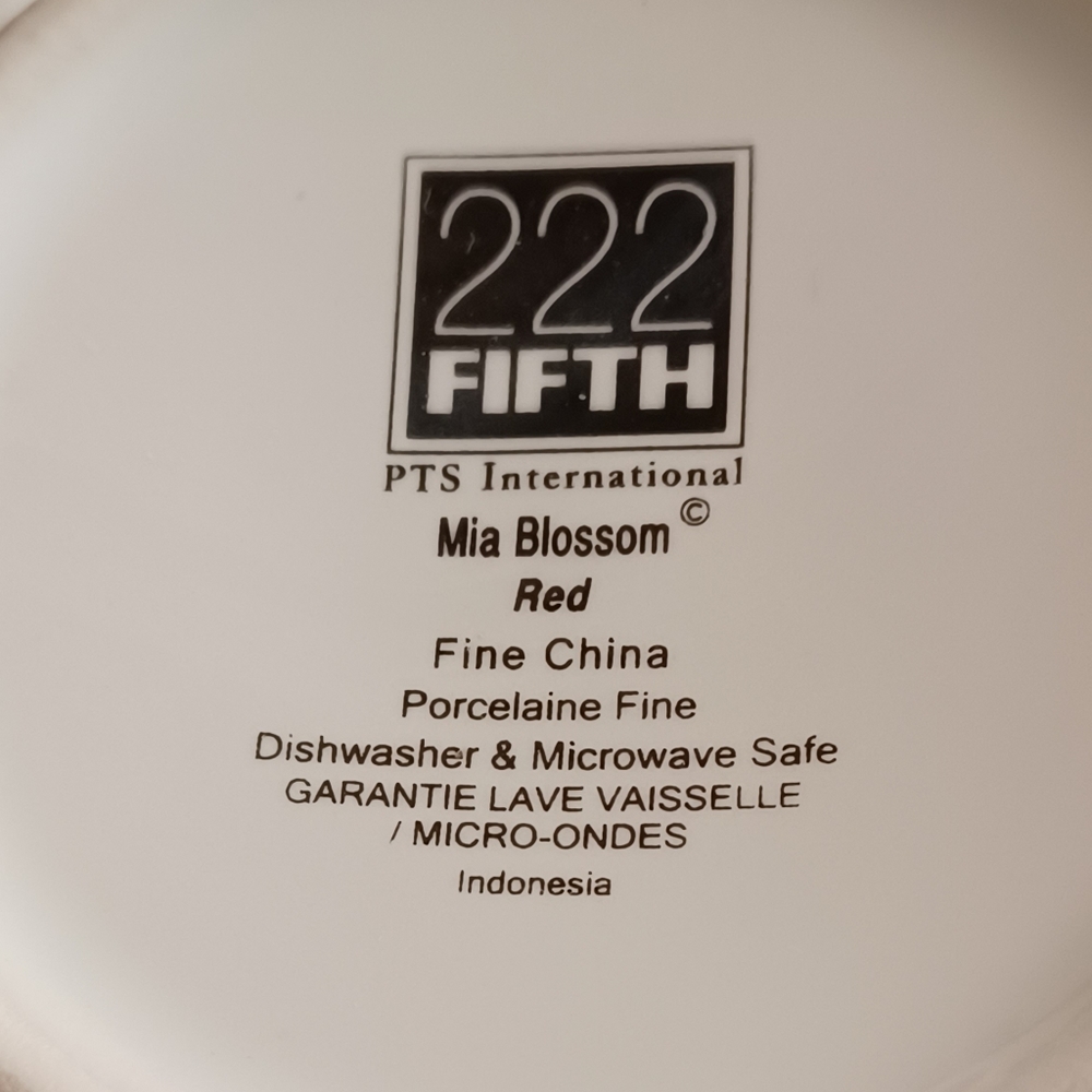 Porcelain Latte Mug - "Mia Blossom Red" by  222 Fifth PTS International - Picture 5 of 5